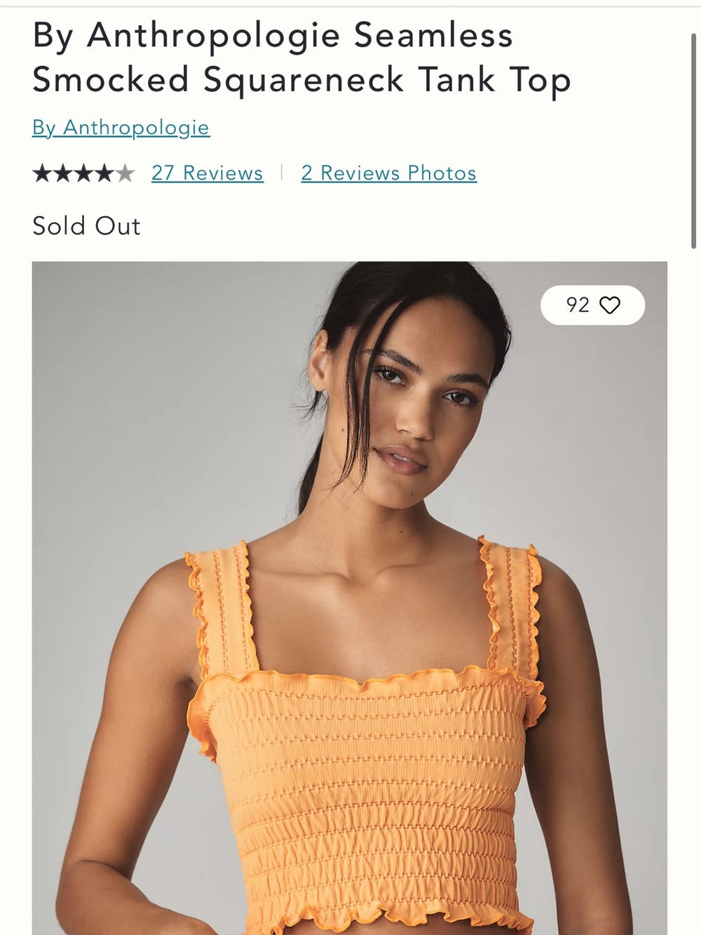 Anthropologie by Anthro Regan Smocked Cropped Square Neck Tank Top - Picture 12 of 12